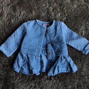 Tahari Baby Quilted Blue Denim Jacket 3-6 months